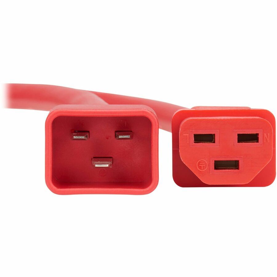 Eaton Tripp Lite Series Power Cord P035-005-ARD — Heavy-Duty 20A C20 to C21 Power Cable, 5 ft, Red for Data Centers and High-Power Network Devices