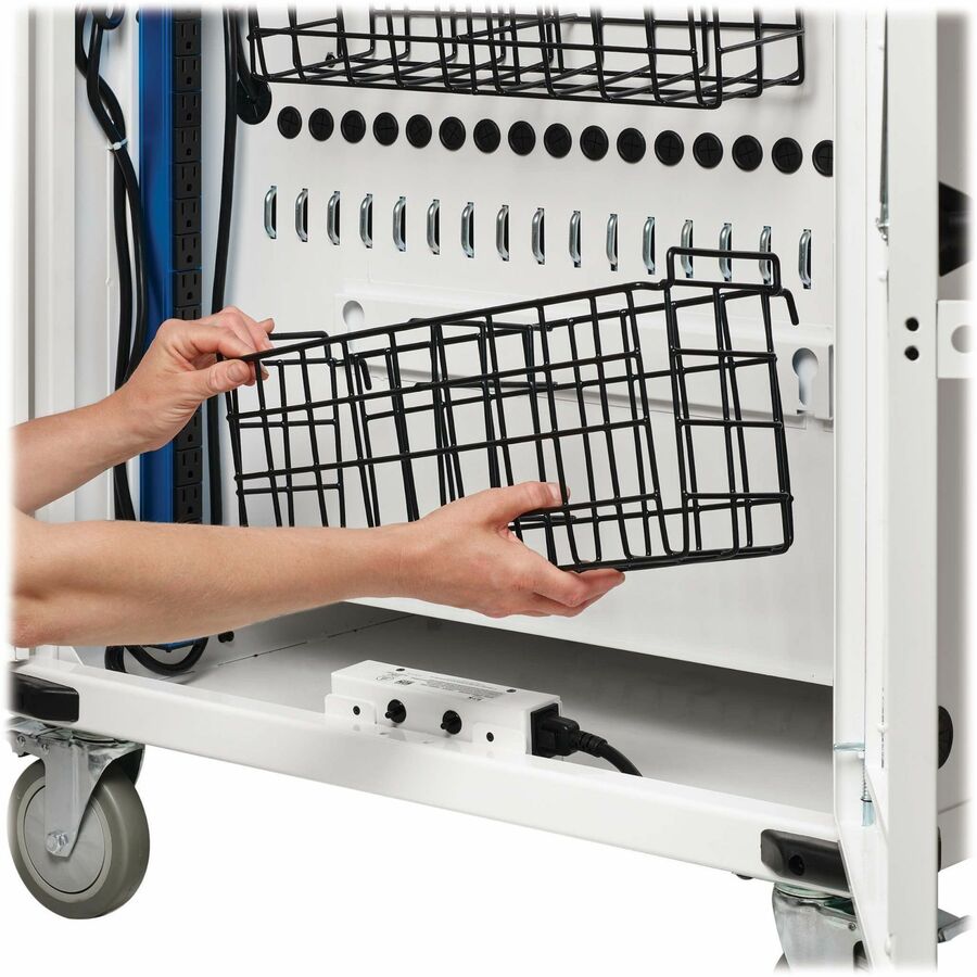 Eaton Tripp Lite Series Safe-IT 36-Device UV Mobile Charging Cart for Laptops and Chromebooks - 120V, NEMA 5-15P, 10 ft. Cord, Antimicrobial, Wood-Grain Top, White