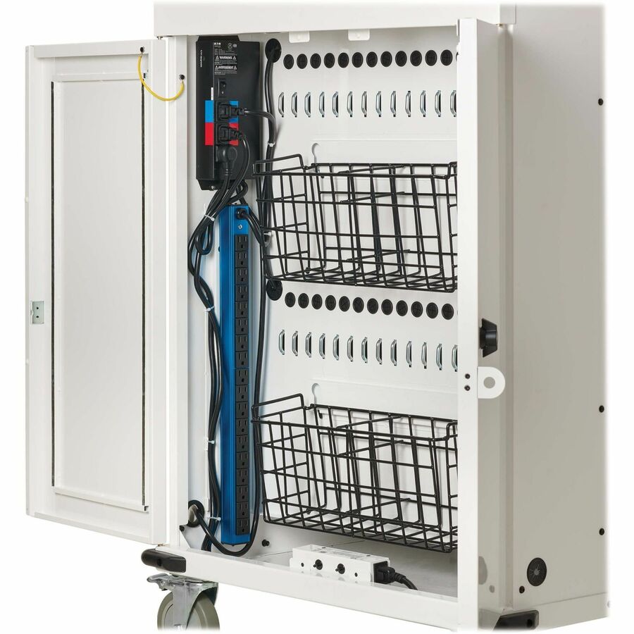 Eaton Tripp Lite Series Safe-IT 36-Device UV Mobile Charging Cart for Laptops and Chromebooks - 120V, NEMA 5-15P, 10 ft. Cord, Antimicrobial, Wood-Grain Top, White