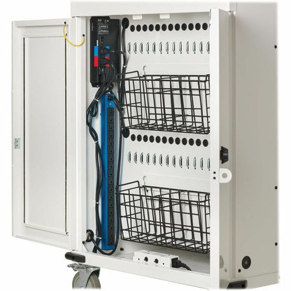 Eaton Tripp Lite Series Safe-IT 36-Device UV Mobile Charging Cart for Laptops and Chromebooks - 120V, NEMA 5-15P, 10 ft. Cord, Antimicrobial, Wood-Grain Top, White