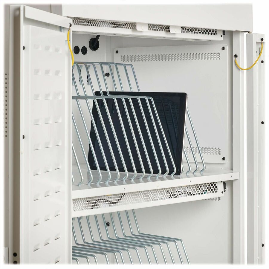 Eaton Tripp Lite Series Safe-IT 36-Device UV Mobile Charging Cart for Laptops and Chromebooks - 120V, NEMA 5-15P, 10 ft. Cord, Antimicrobial, Wood-Grain Top, White