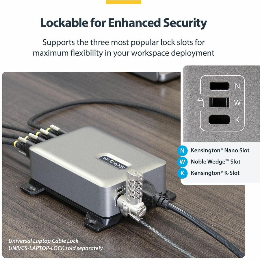 StarTech.com 240W USB-C GaN Desk Charger with 4 Ports and Security Locking - Ideal for Modern Workspaces