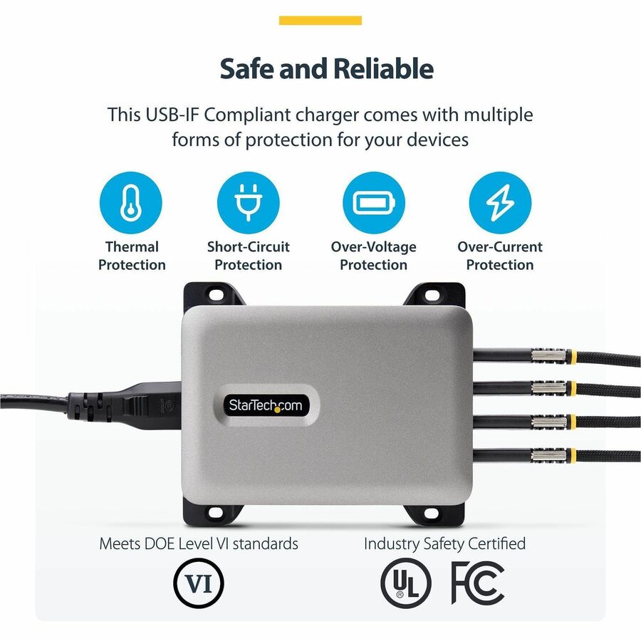 StarTech.com 240W USB-C GaN Desk Charger with 4 Ports and Security Locking - Ideal for Modern Workspaces