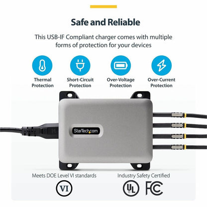 StarTech.com 240W USB-C GaN Desk Charger with 4 Ports and Security Locking - Ideal for Modern Workspaces