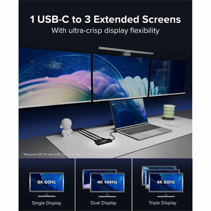 Plugable USB-C to HDMI Multi Monitor Adapter - Triple 4K60 Displays - Driverless MST Hub for Windows, Chrome OS, USB-C, Thunderbolt, USB4 Laptops