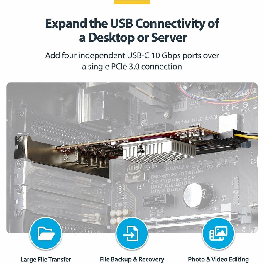 StarTech.com 4-Port USB Type-C PCIe Expansion Card with USB 3.2 Gen 2 (10Gbps) - Internal PCI Express 3.0 Adapter