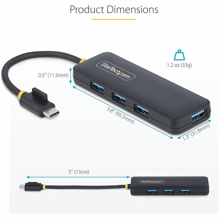 StarTech.com 4-Port USB-C Hub H5C4A-USB-HUB – Portable USB 3.0 Expansion for Laptops and Desktops