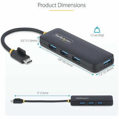 StarTech.com 4-Port USB-C Hub H5C4A-USB-HUB – Portable USB 3.0 Expansion for Laptops and Desktops