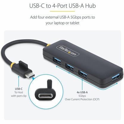StarTech.com 4-Port USB-C Hub H5C4A-USB-HUB – Portable USB 3.0 Expansion for Laptops and Desktops