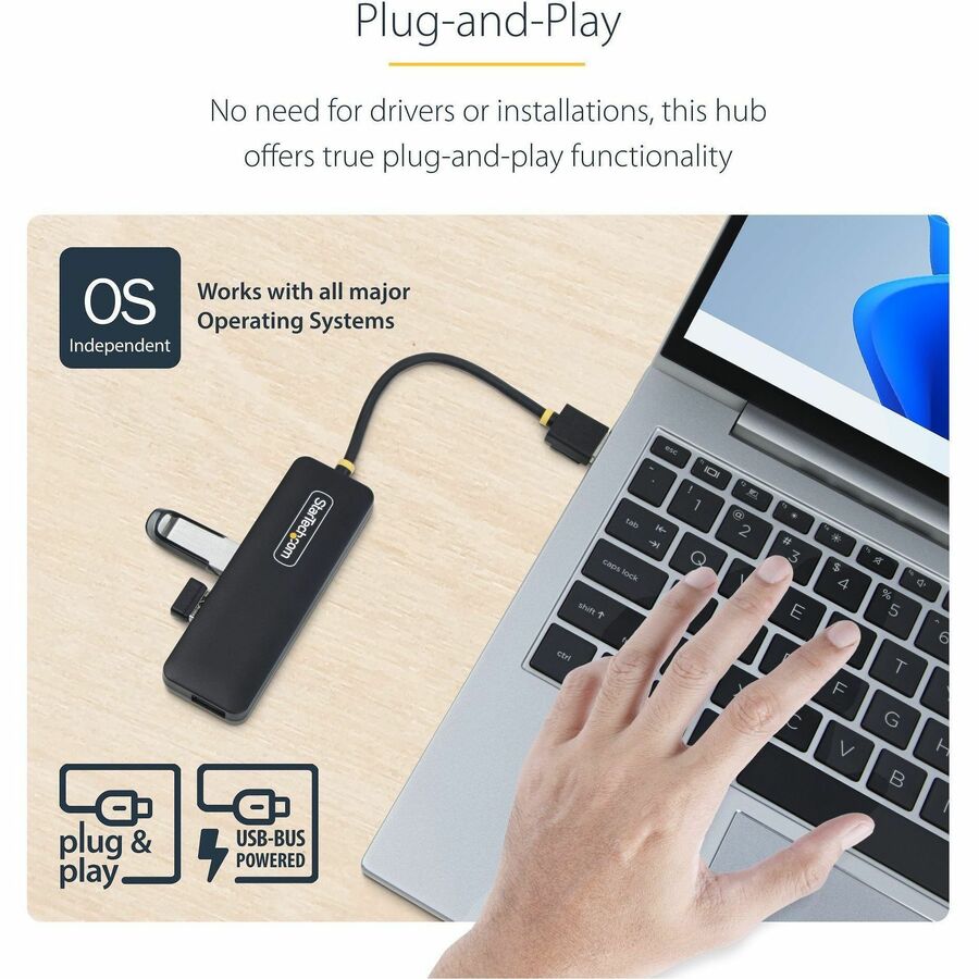 StarTech.com 4-Port USB 3.0 Hub - Compact, Bus-Powered Multi-Device Expansion for Laptops and Desktops