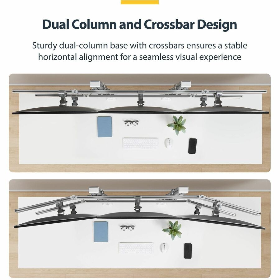 StarTech.com Six-Monitor Desk Mount with Crossbar for 17-32 inch Displays, Dual-Column Aluminum Support