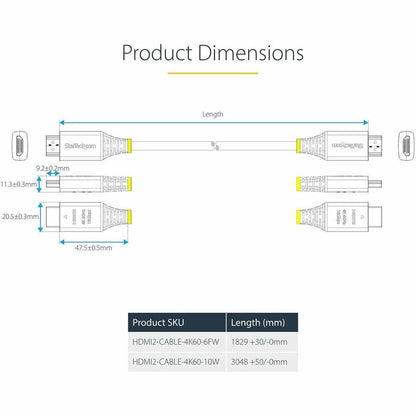 StarTech.com 10ft (3m) Premium Certified HDMI 2.0 Cable for 4K UHD & High-Performance Displays