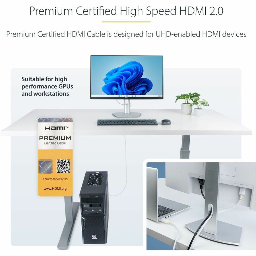 StarTech.com 10ft (3m) Premium Certified HDMI 2.0 Cable for 4K UHD & High-Performance Displays
