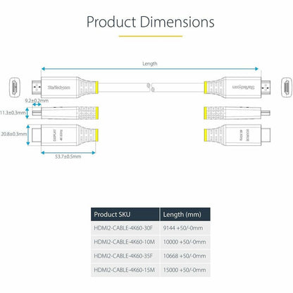 StarTech.com 30ft Active HDMI 2.0 Cable for 4K UHD and High-Performance Displays