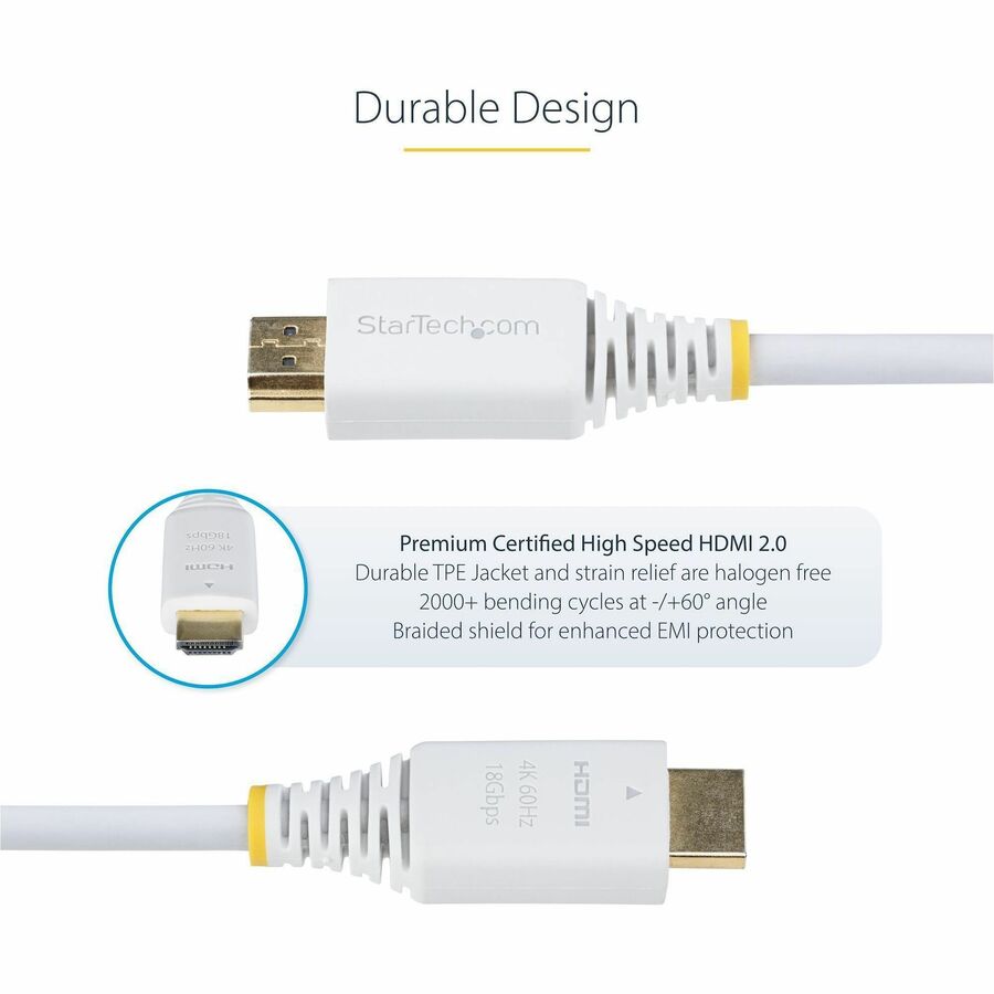 StarTech.com 6ft Premium Certified HDMI 2.0 Cable for 4K UHD and High-Refresh Displays