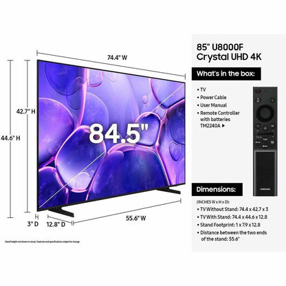 Samsung Crystal UN85U8000FF 85-Inch 4K UHD Smart LED-LCD TV with HDR and Wireless Connectivity