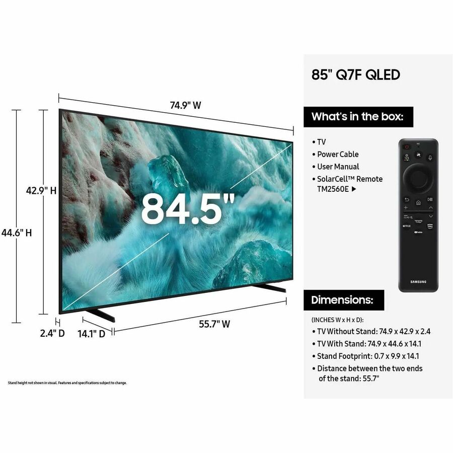 Samsung QN85Q7FAAF 85-Inch 4K UHD Smart LED-LCD TV with Quantum Dot Backlight
