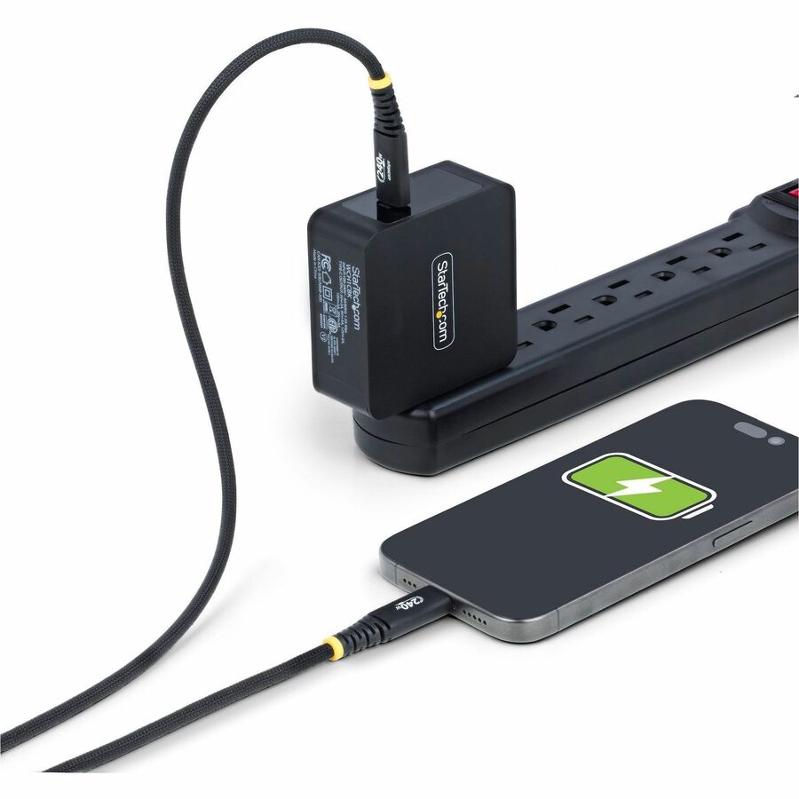 StarTech.com 3ft USB-C Charging Cable with 240W Power Delivery - Braided Nylon & Silicone Jacket