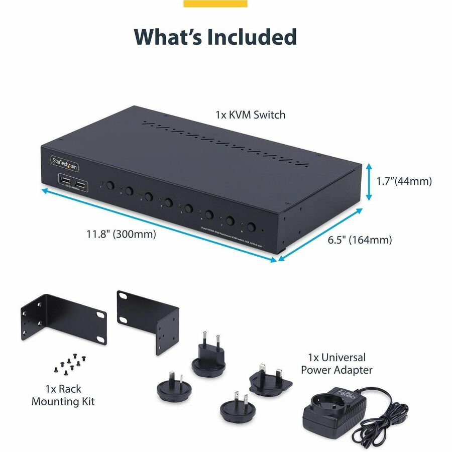 StarTech.com 8-Port HDMI KVM Switch with 4K 60Hz Support and Rack Mount Kit