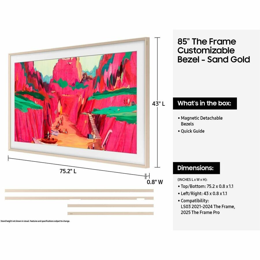Samsung 85" The Frame Customizable Bezel - Sand Gold Metal