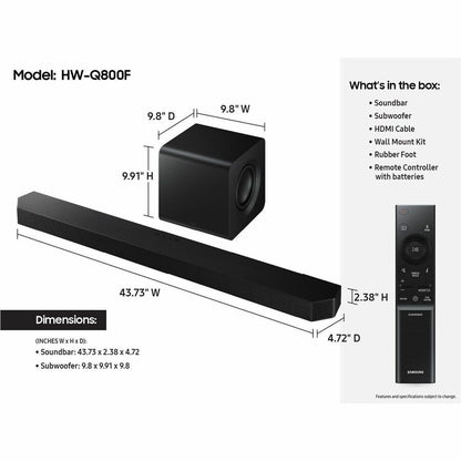 Samsung HW-Q800F 5.1.2 Channel Sound Bar with Dolby Atmos and Wireless Surround