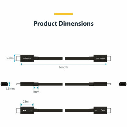StarTech.com 3ft Thunderbolt 5 Cable TBLT5MM1M240W for High-Performance Data and Video Transfer