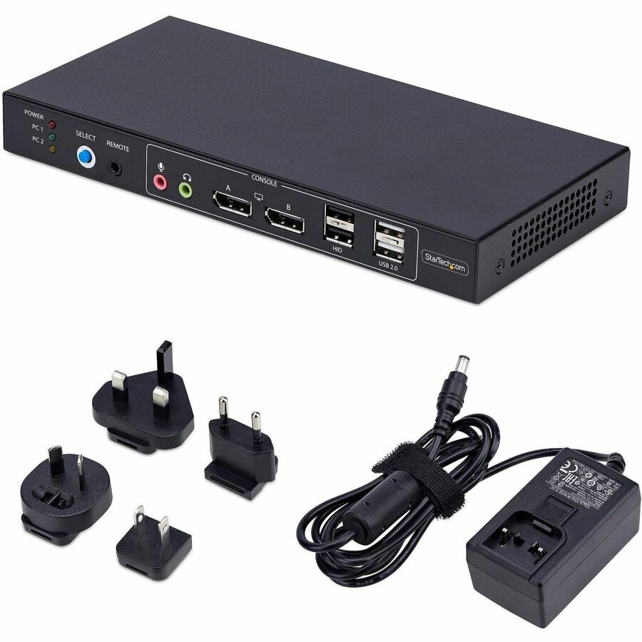 StarTech.com 2-Port Dual-Monitor DisplayPort KVM Switch with 4K Resolution and USB Hub - P2ADD121D-KVM-SWITCH