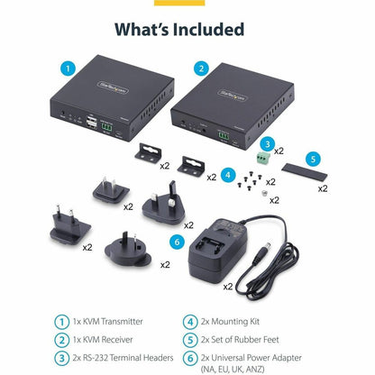 StarTech.com HDMI KVM Extender Over IP Network, 4K 60Hz, Driverless Transmitter/Receiver Kit