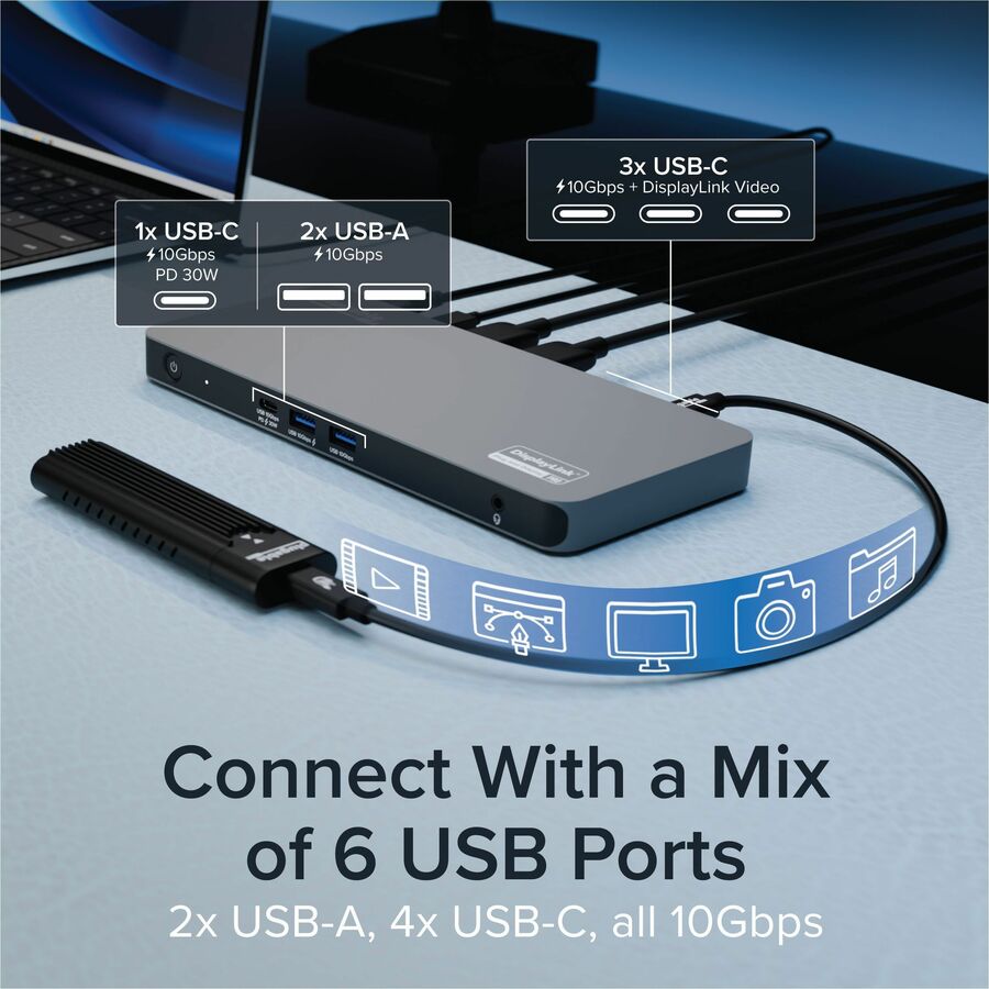 Plugable USB-C 5-Display Docking Station with HDMI 2.1 and 140W Charging for MacBook and Windows Laptops