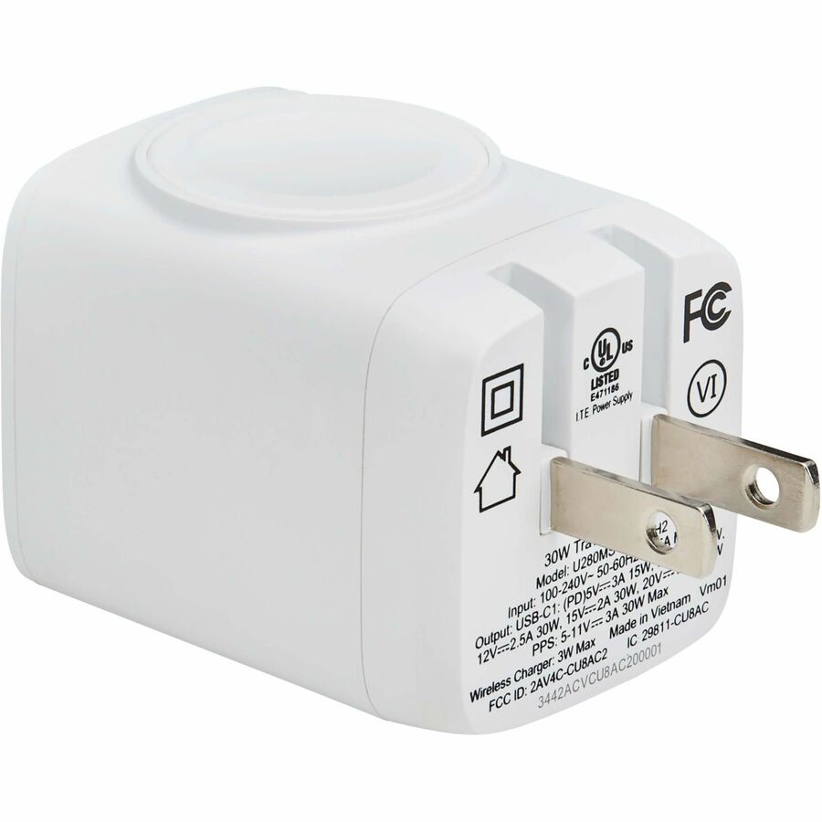 Eaton Tripp Lite Series 30W USB-C Wall & Travel Charger with Apple Watch MagSafe Pad - MFi Certified, Compact Design in White