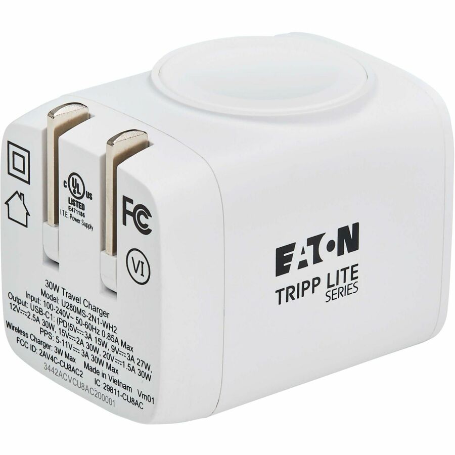 Eaton Tripp Lite Series 30W USB-C Wall & Travel Charger with Apple Watch MagSafe Pad - MFi Certified, Compact Design in White