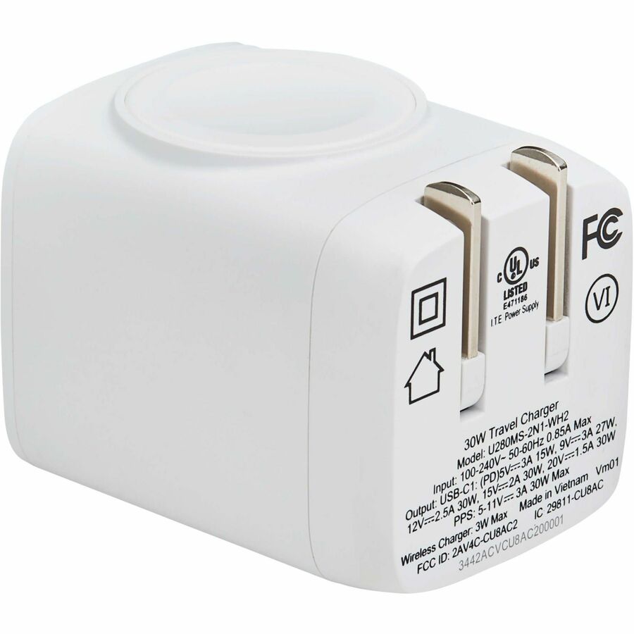 Eaton Tripp Lite Series 30W USB-C Wall & Travel Charger with Apple Watch MagSafe Pad - MFi Certified, Compact Design in White