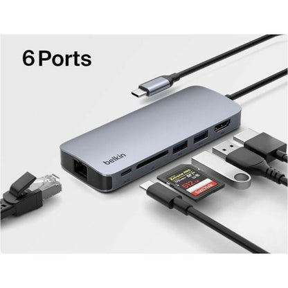 Belkin Connect USB-C 6-in-1 Multiport Docking Station with HDMI, Ethernet, and USB Ports