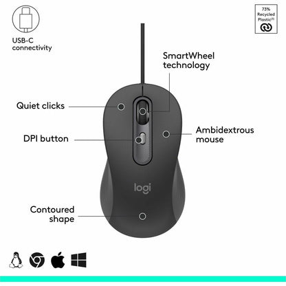 Logitech Signature Slim MK625 Wired Keyboard & Mouse Combo – Full-Size, Multi-OS, Graphite