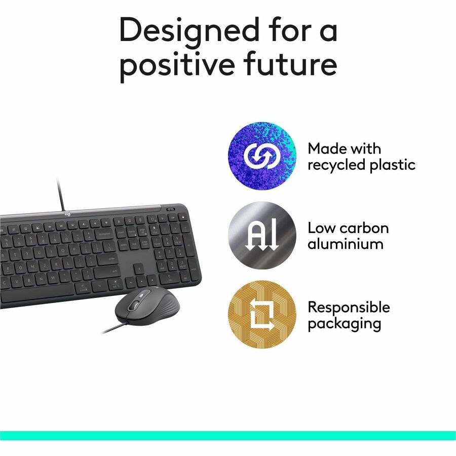 Logitech Signature Slim MK625 Wired Keyboard & Mouse Combo – Full-Size, Multi-OS, Graphite