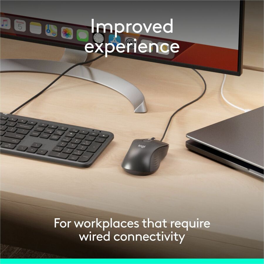 Logitech Signature M520 L Wired Optical Mouse with USB-C, Graphite