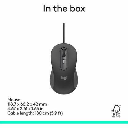 Logitech Signature M520 L Wired Optical Mouse with USB-C, Graphite