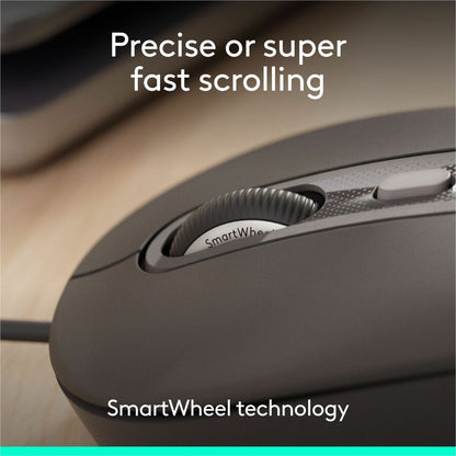 Logitech Signature M520 L Wired Optical Mouse with USB-C, Graphite