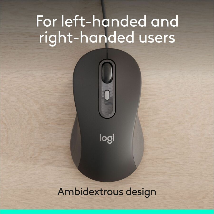 Logitech Signature M520 L Wired Optical Mouse with USB-C, Graphite