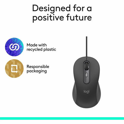 Logitech Signature M520 L Wired Optical Mouse with USB-C, Graphite