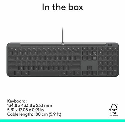 Logitech Signature Slim Wired K620 Keyboard – Full-Size USB-C Keyboard with Scissor Keys for Business