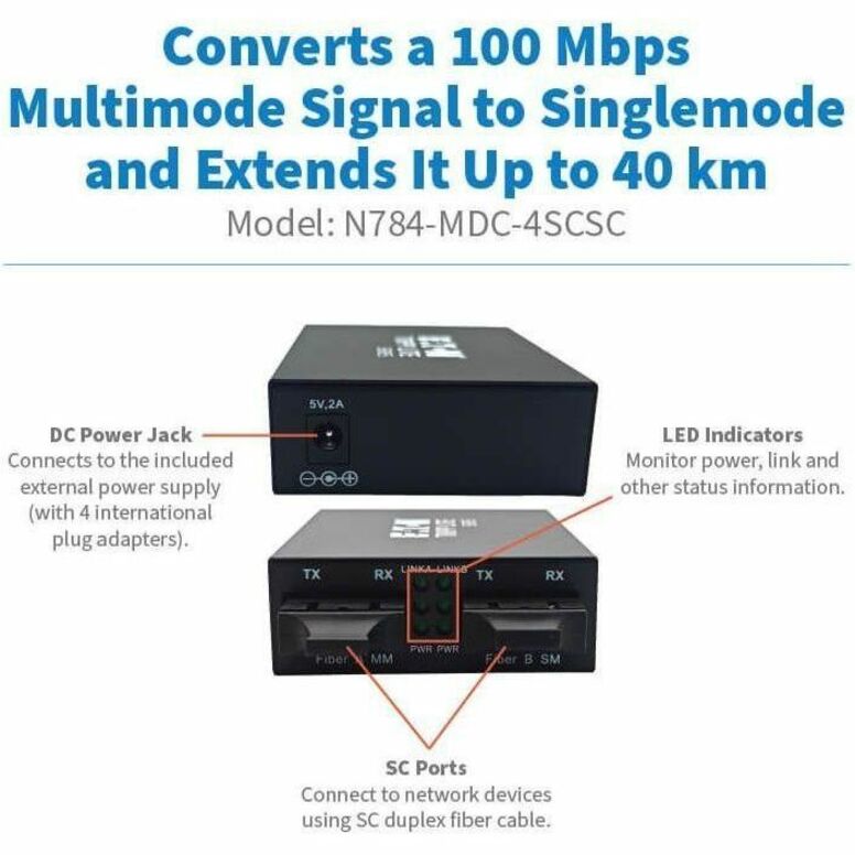 Tripp Lite N784-MDC-4SCSC Fiber Optic Mode Converter for Data Center Networks