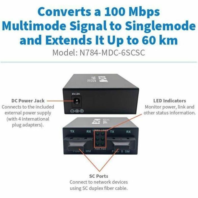 Tripp Lite N784-MDC-6SCSC Fiber Optic Mode Converter for High-Density Data Centers
