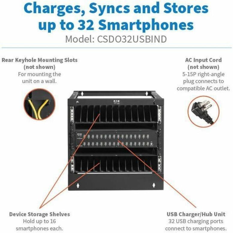 Eaton Corporation Tripp Lite Series CSDO32USBIND Charging Cabinet for Up to 32 Devices
