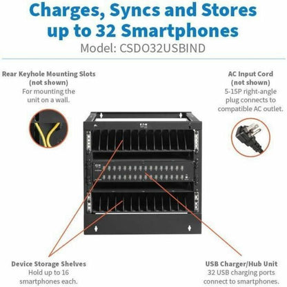 Eaton Corporation Tripp Lite Series CSDO32USBIND Charging Cabinet for Up to 32 Devices
