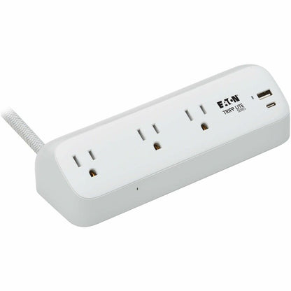 Eaton Tripp Lite Series Protect It! 3-Outlet Surge Protector with USB-A and USB-C Ports - 5-15R Outlets, 900 Joules, 20W PD Charging, Desk Clamp, 8 ft. Braided Cord, White