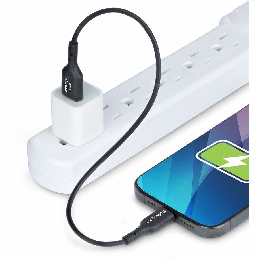StarTech.com 1ft USB-A to USB-C Charging and Data Transfer Cable, 3A Fast Charging, TPE Jacket - Black