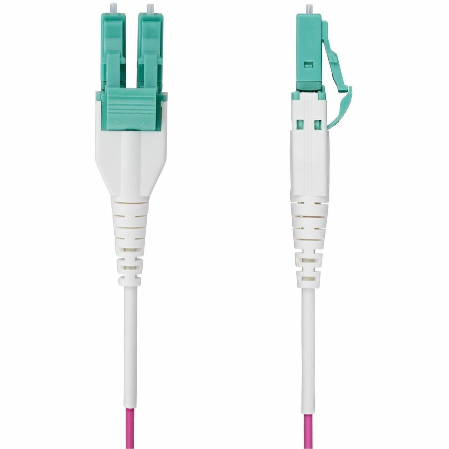 StarTech.com 7m (23ft) LC to LC OM4 Multimode Fiber Optic Patch Cable, Erika Violet, 50/125, 100Gbps, Riser Rated