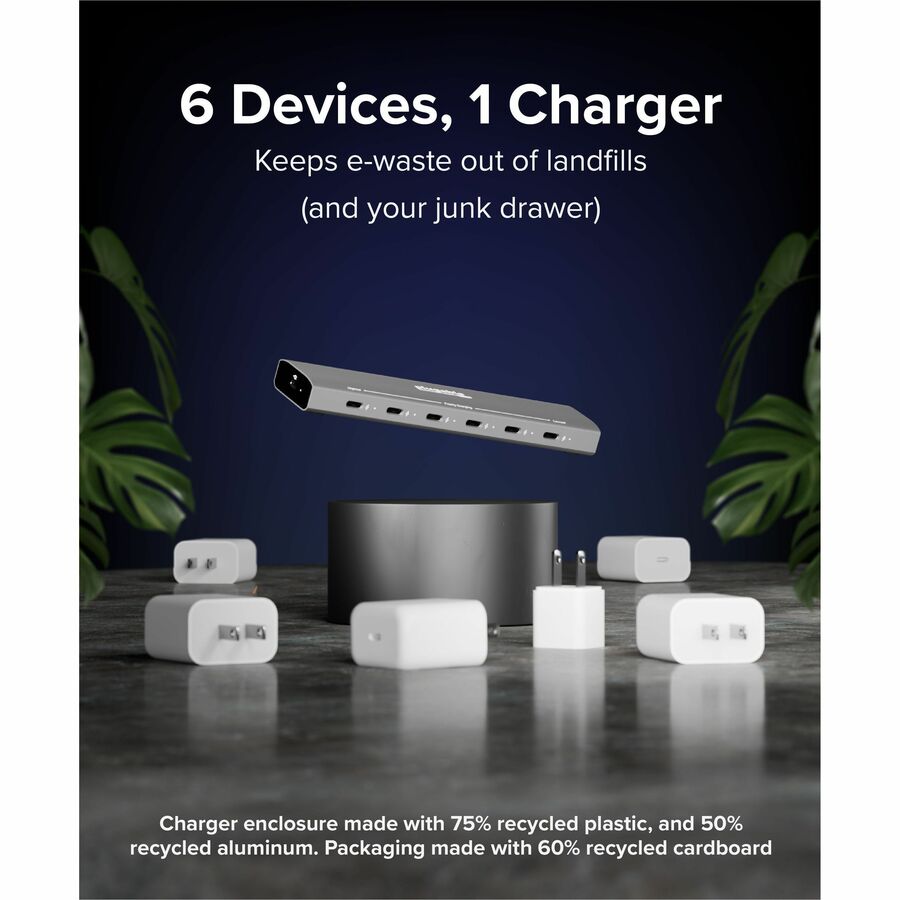Plugable PS-6CC 6-Port USB-C Charging Station with PriorityShare Technology