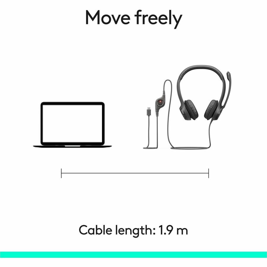 Logitech H390 Wired Headset with Microphone – USB-C Over-the-Head Stereo Headphones for Calls and Music